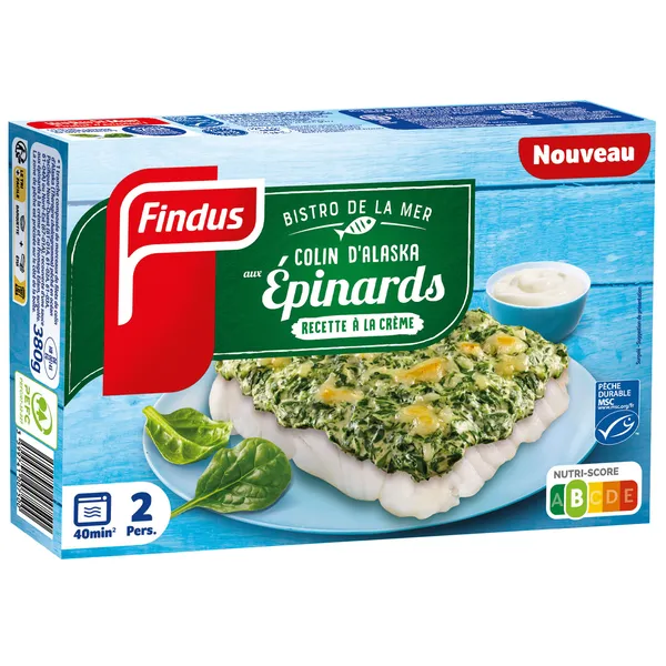 Saldēts Mintajas filejas Gratin ar spinātiem FINDUS, 380g