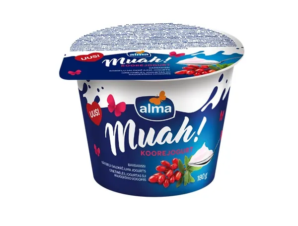 Saldkrējuma jogurts ALMA Muah!, ar Bārbeļu garšu, 180g