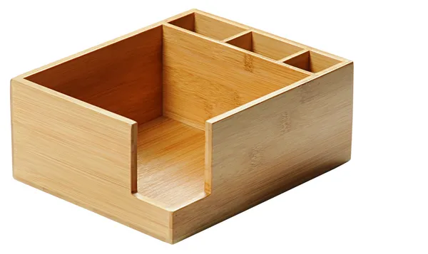 Salvešu turētājs ar 3 nodalījumiem piederumiem, bambuss, 22 x 18 cm
