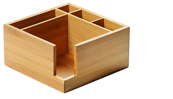 Salvešu turētājs ar 4 nodalījumiem piederumiem, bambuss, 18 x 18 cm