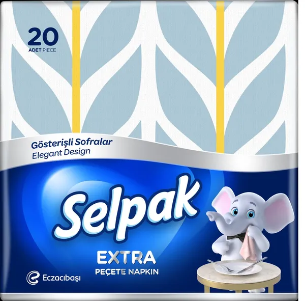 Salvetes SELPAK Deluxe, 30x30cm, 3 slāņi, 4 dizaini, 20gab