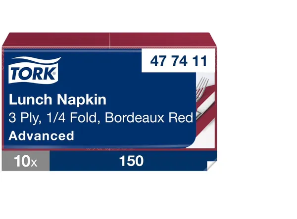 Salvetes TORK, bordo, 33x33 cm, 150 gab., 3 slāņi, 477411