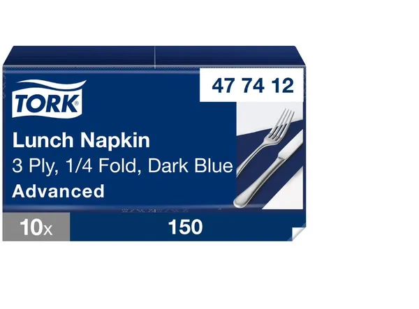 Salvetes TORK, tumši zilas, 33x33 cm, 150 gab., 3 slāņi, 477412