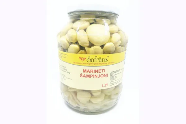 Šampinjoni marinēti SAFRĀNS, 1.7l/1.6kg/900g