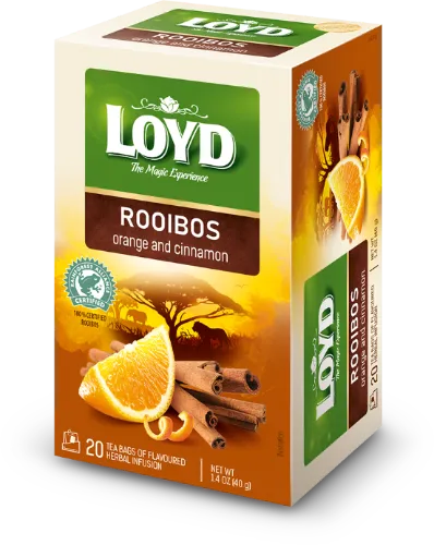 Sarkanā tēja LOYD ROOIBOS ar apelsīniem un kanēli, 20x2g