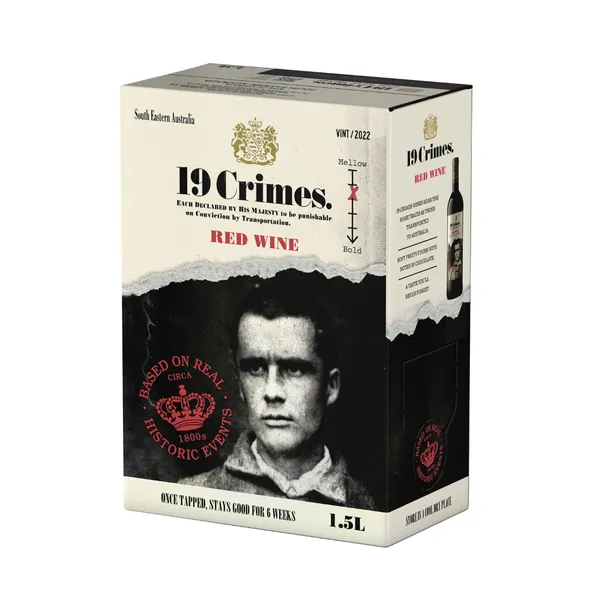 Sarkanvīns 19 CRIMES, sauss, 14%, BIB, 1.5l