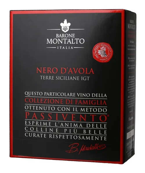 Sarkanvīns BARONE MONTALTO Nero d`Avola Passivento, sauss, 14%, 3l