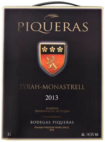 Sarkanvīns PIQUERAS Syrah Monastrell, sauss, 14,5%, BIB, 3l
