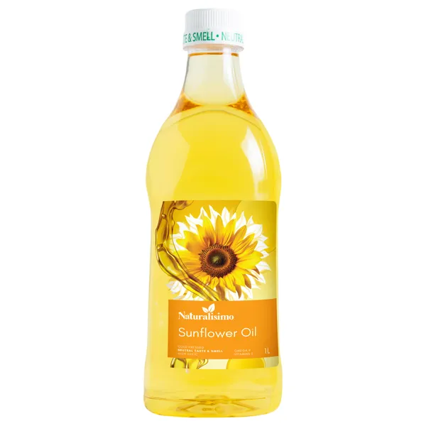 Saulespuķu eļļa NATURALISIMO, nerafinēta, neitrāla garša un smarža, 1l