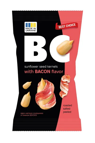 Saulespuķu sēklas BC, lobītas, ceptas ar bekona garšu, 80g