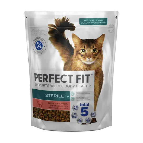 Sausā barība kaķiem Perfect Fit Dry Sterile Beef 750g