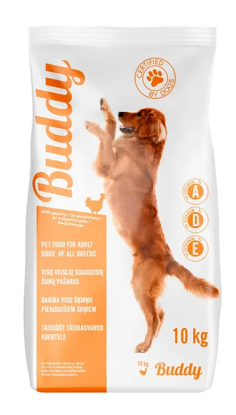 Sausā barība pieaugušiem suņiem BUDDY, ar mājputnu gaļu, 10kg