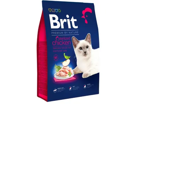 Sausā barība sterilizētiem kaķiem BRIT Premium, ar vistu, 1.5kg