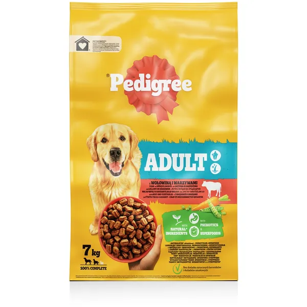Sausā barība suņiem Pedigree ar liellopu un dārzeņiem, 7kg