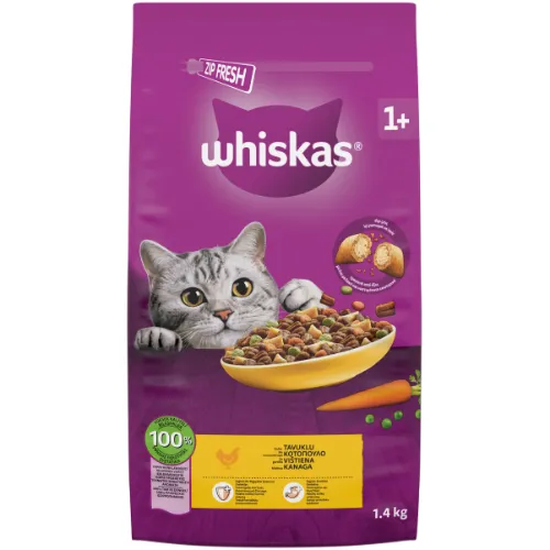 Sausā barība Whiskas Adult ar vistas gaļu 1,4kg