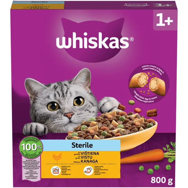 Sausā barība Whiskas Sterile kaķiem 800g NEW