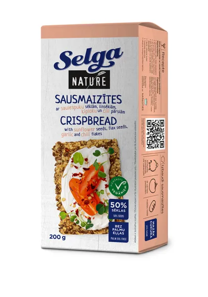 Sausmaizītes ar sēklām, čili un ķiploku pārslām 200g, Selga Nature