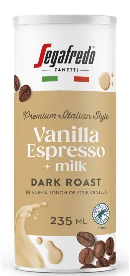 Kafijas dzēriens Segafredo vanilla espresso + piena 235ml