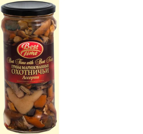 Sēnes marinēti BEST TIME, assorti, Ohotničji, 530g/315g