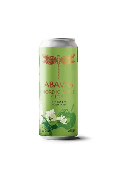 Sidrs ABAVAS, Latvijas ābolu, 6%, bundžā, 0.33l (DEP)
