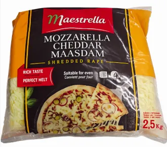 Siera maisījums MAESTRELLA, Mozarella, Čedaras, Maasdam, rīvēts, 2.5kg