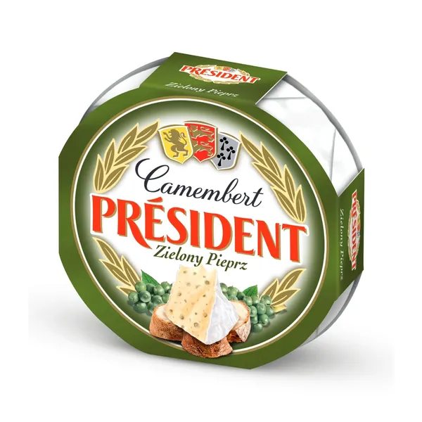 Siers Camambert PRESIDENT, ar zaļajiem pipariem, 32%, 120g