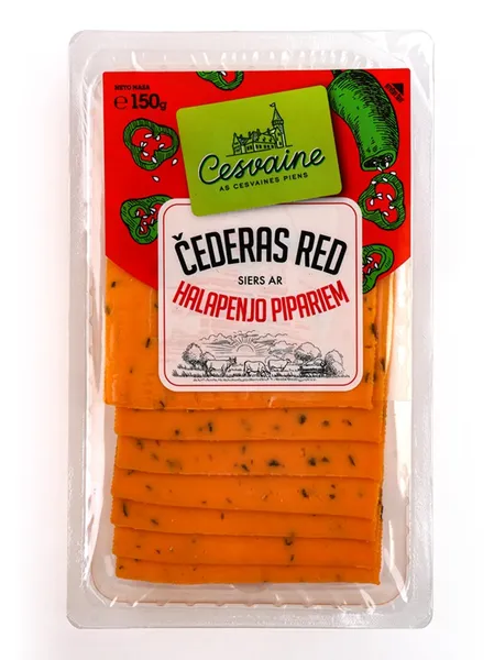 Siers Čederas Red ar halapenjo pipariem šķēlēs CESVAINE 150g
