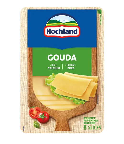Siers HOCHLAND Gouda, šķēles, 135 g