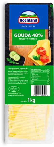 Siers HOCHLAND Gouda, šķēles, 1kg