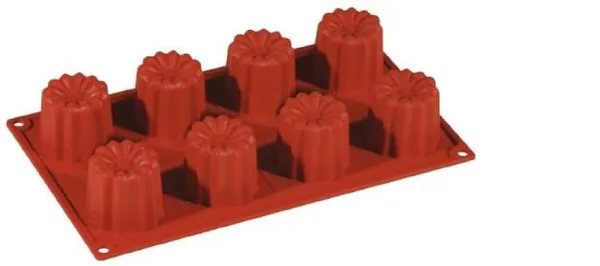 Silikona cepšanas forma, 8 caneles, 70 ml, D 5,6 cm, H 5 cm, 1gab