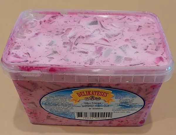 Siļķu filejas gabaliņi majonēzē ar bietēm, 2 kg