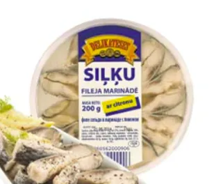 Siļķu filejas gabaliņi marinādē ar citronu DELIKATESES, 200g