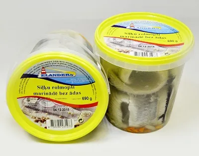 Siļķu rolmopši marinādē bez ādas 690g/410g