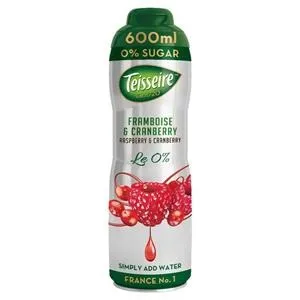 Sīrups dzērieniem TEISSEIRE Aveņu-Dzērveņu bez cukura, bundžā, 0.6 l