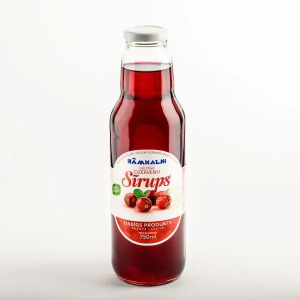Sīrups RĀMKALNI, Lielogu dzērveņu, stiklā, 0.75l (DEP)
