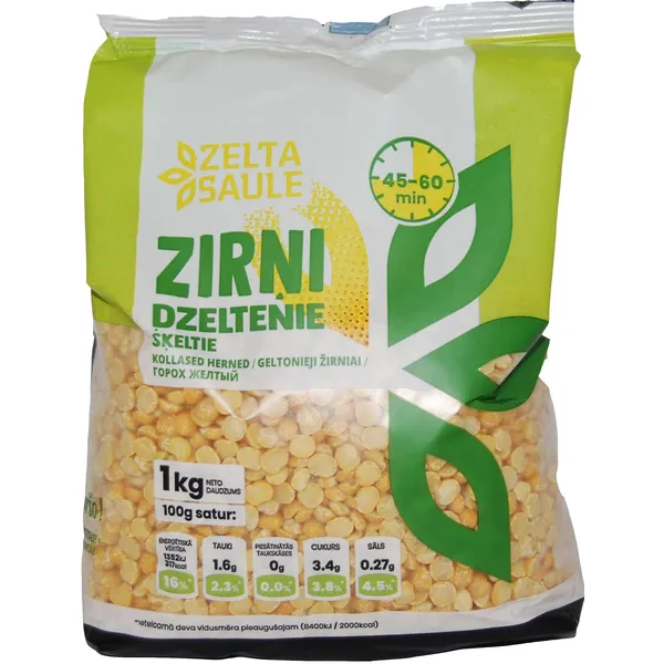 Zirņi šķeltie 1kg, Valdo.