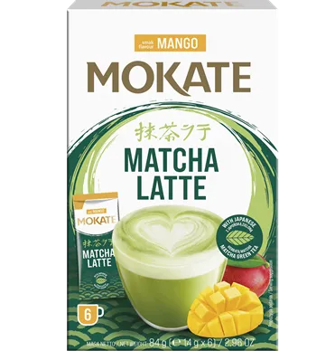 Šķistošais dzēriens MOKATE Latte Matcha Mango 14gx6gb