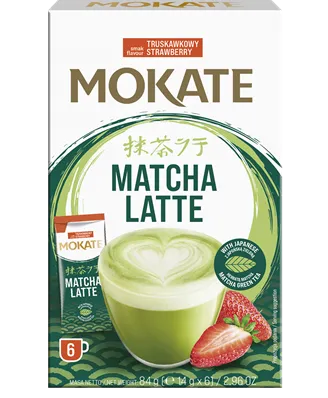 Šķistošais dzēriens MOKATE Latte Matcha Zemeņu 14gx6gb