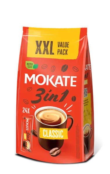Šķīstošais kafijas dzēriens MOKATE 3IN1 CLASSIC XXL 17gx24 bag..