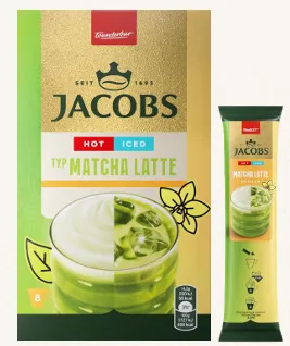 Šķīstošais matcha tējas dzēriens JACOBS MATCHA LATTE VANILLA 8x14.5g