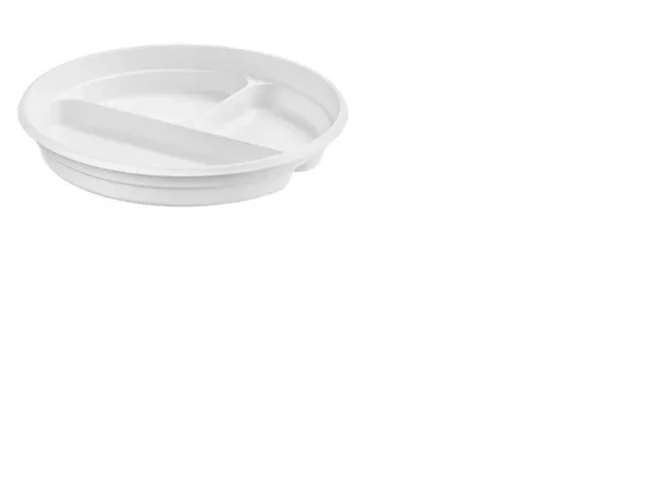 Šķīvis apaļš, PP, 3-daļīgs pārstrādājams, 22cm, 0.114kg, 100gab