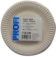 Šķīvis papīra PROFI, D 15 cm, 0.34kg, 100gab