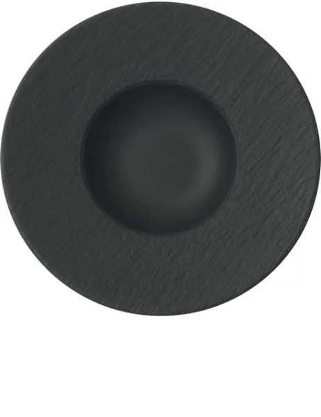 Šķīvis ROCK melns, dziļš, platas malas, porcelāns, 280 ml, D 24, gab