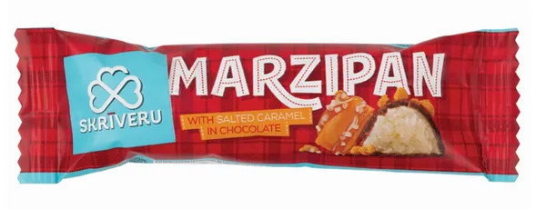 SKRĪVERU Marcipāns šokolādē ar sāļo karameli, batoniņš 40g