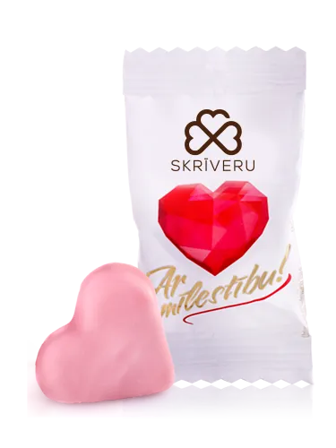 SKRĪVERU Marcipāns šokolādē ar zemeņu garšu "Ar mīlestību" 400g