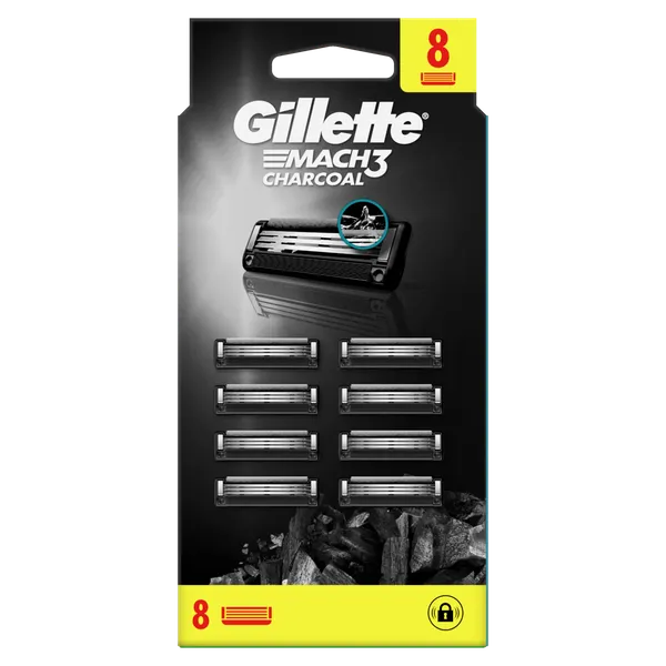 Skušanās kasetes GILLETTE MACH3 Charcoal, 8gab.