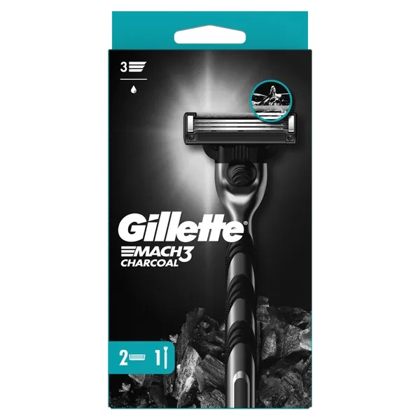 Skuveklis GILLETTE MACH3 Charcoal, +2 kasetes
