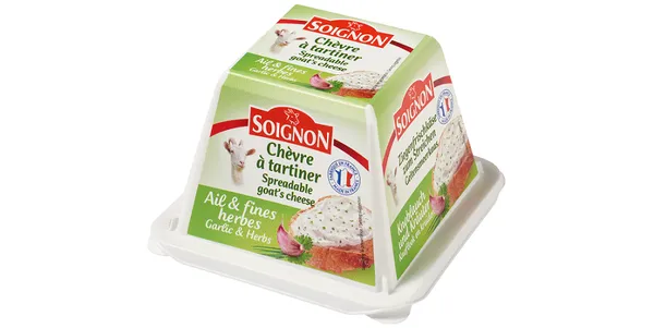 Smērējamais siers SOIGNON, ar ķiploku un zaļumiem, no kazas piena, 17%, 140 g