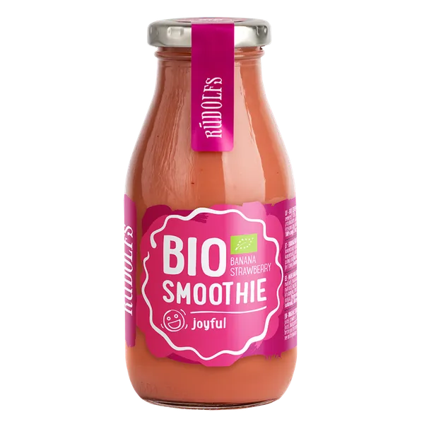 Smūtijs RŪDOLFS BIO zemeņu, banānu "Priekam", 260ml (DEP)