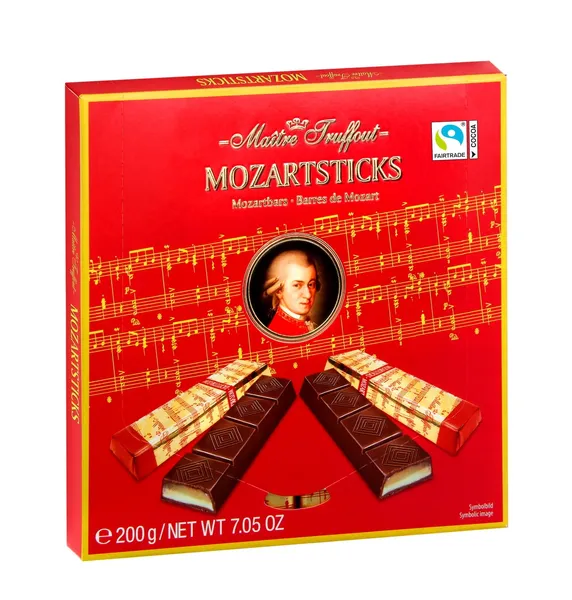 Šokolāde MAITRE TRUFFOUT Mozartbars Marzipan, kārbā, 200g